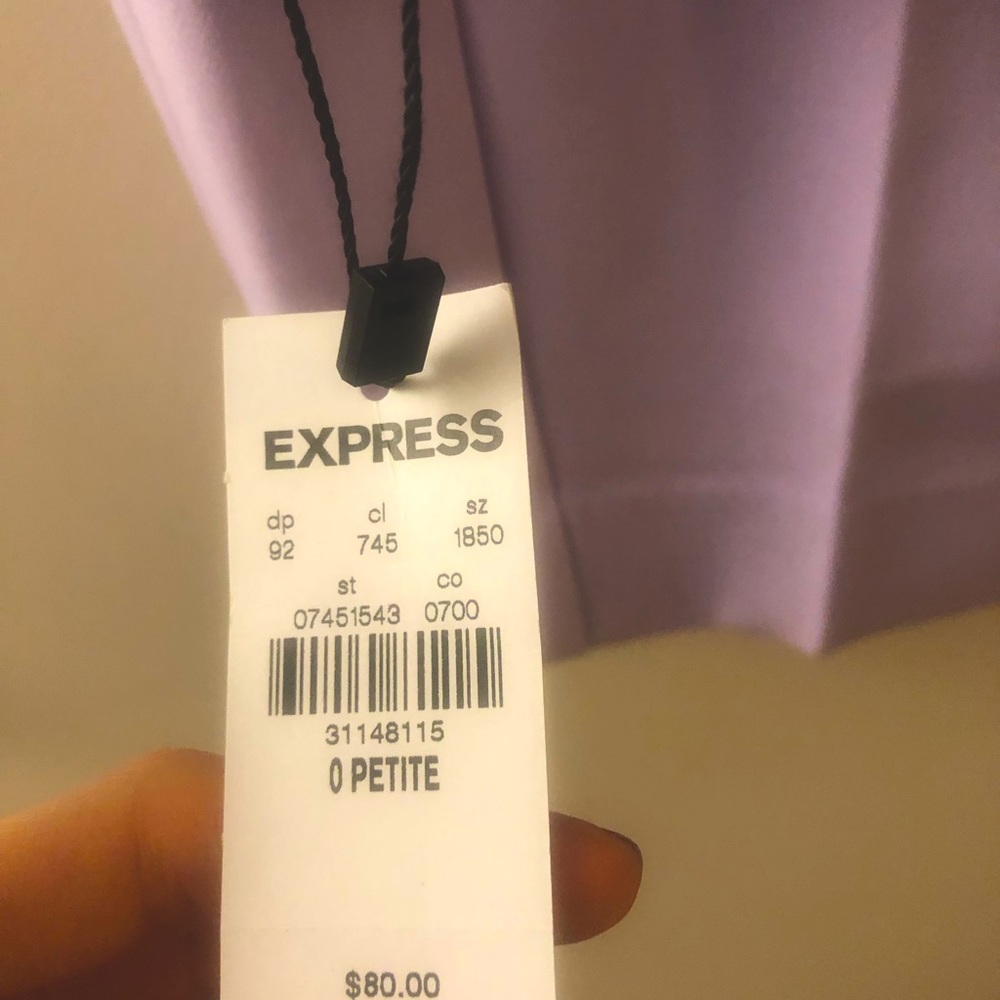 EXPRESS Petite lilac dress pant/ light weight trouser with pleat. NWT.